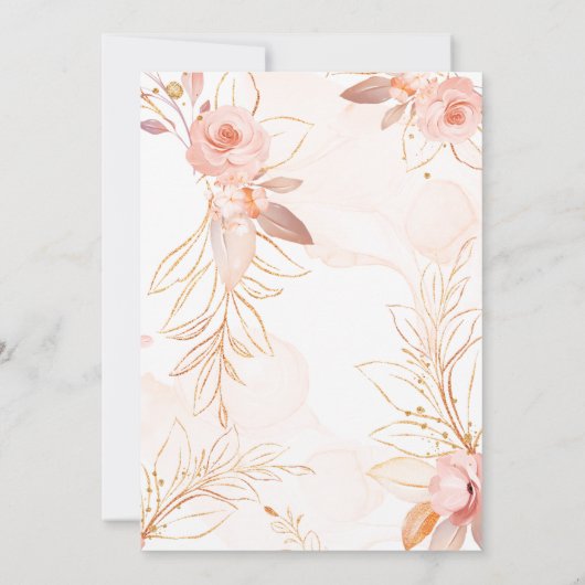 Gouden perzik doop uitnodiging (Achterkant)