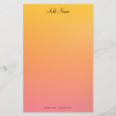 Gouden perzik ombre gepersonaliseerd briefpapier (Voorkant)