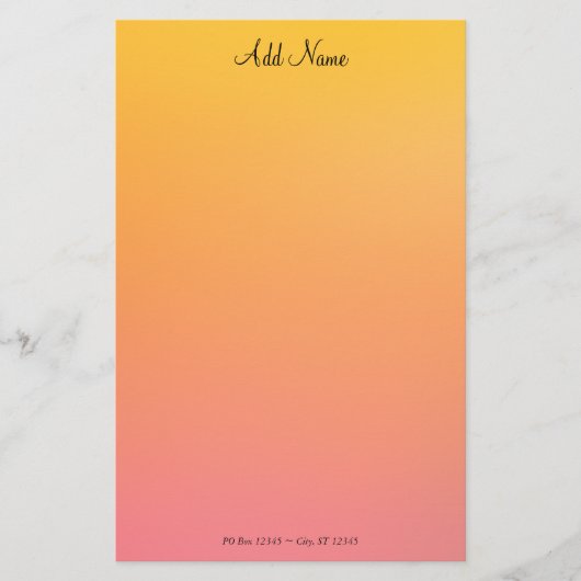 Gouden Perzik Ombre Persoonlijk Briefpapier (Voorkant)