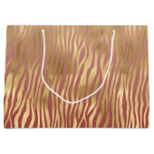 Gouden perzik rode zebra strepen groot cadeauzakje (Voorkant)