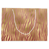 Gouden perzik rode zebra strepen groot cadeauzakje (Achterkant)