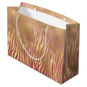 Gouden perzik rode zebra strepen groot cadeauzakje (Achterkant Gekanteld)