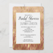 Gouden Perzik Rood Chevron Zebra Strepen Vrijgezel Kaart (Voorkant)