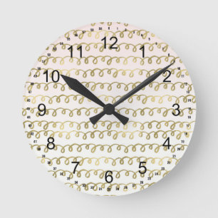 Gouden Perzik Squiggle Ronde Klok