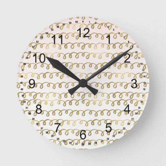 Gouden Perzik Squiggle Ronde Klok (Voorkant)