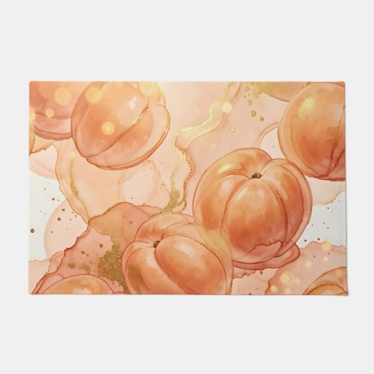 Gouden Perzik Watercolor Patroon Deurmat (Voorkant)