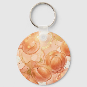 Gouden Perzik Waterverf Patroon Sleutelhanger