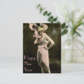 Gouden Pet en het Grote Roze Nieuwjaar van Veren Feestdagenkaart (Staand voorkant)