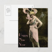 Gouden Pet en het Grote Roze Nieuwjaar van Veren Feestdagenkaart (Voorkant / Achterkant)