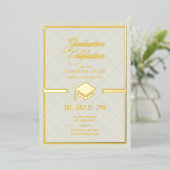Gouden Pet Graduation Cream ID834 Folie Uitnodiging (Staand Voorkant)