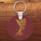 Gouden Phoenix Lijntekening Knop Sleutelhanger (Voorkant)