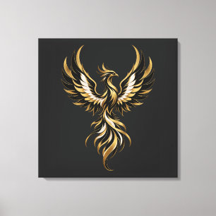 Gouden Phoenix Rijzende Gewikkelde Canvas Afdruk
