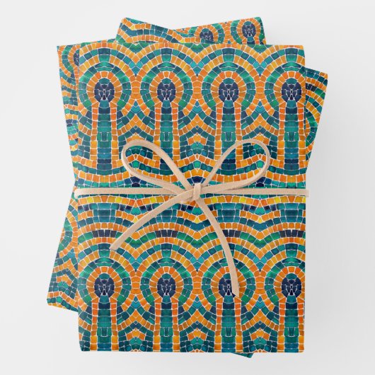 GOUDEN PICTOGRAMMEN MOZAÏEK Flat Sheet Wrapping Pa Inpakpapier Vel (In situ)