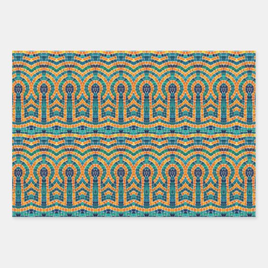 GOUDEN PICTOGRAMMEN MOZAÏEK Flat Sheet Wrapping Pa Inpakpapier Vel (Voorkant)