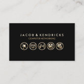 Gouden pictogrammen voor computernetwerken visitekaartje (Voorkant)