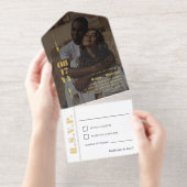 Gouden Pijlen & Datum Foto Informele bruiloft All In One Uitnodiging (Uittrekbaar)