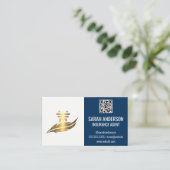 Gouden Pijler Veer Logo | QR-scancode Visitekaartje (Staand voorkant)