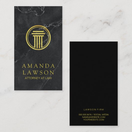 Gouden Pijler | Zwarte marmer | Procureur Afsprakenkaartje (Voorkant / Achterkant)