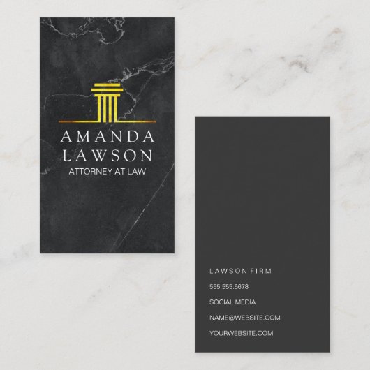 Gouden Pijler | Zwarte marmer | Uitvoerend | Afsprakenkaartje (Voorkant / Achterkant)