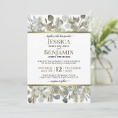 Gouden Pijn & Eucalyptus rustieke winter bruiloft Kaart (Staand voorkant)