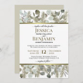 Gouden Pijn & Eucalyptus rustieke winter bruiloft Kaart (Voorkant / Achterkant)