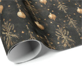 Gouden pijnbomen en Ornamenten Kerst Cadeaupapier (Rol Hoek)