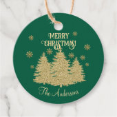 Gouden Pijnbomen Gouden Sneeuwvlokken Bedankjes Labels (Voorkant)