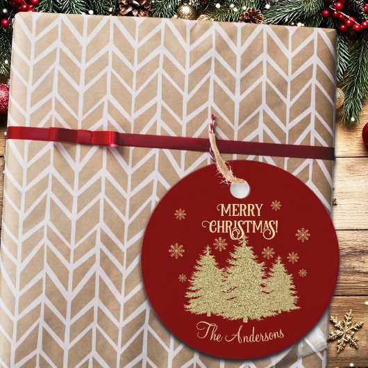 Gouden Pijnbomen Gouden Sneeuwvlokken Bedankjes Labels