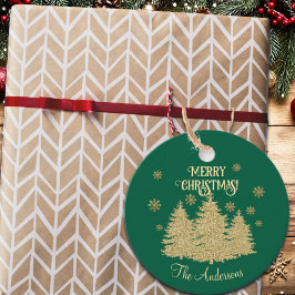 Gouden Pijnbomen Gouden Sneeuwvlokken Bedankjes Labels