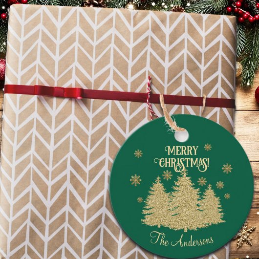 Gouden Pijnbomen Gouden Sneeuwvlokken Bedankjes Labels