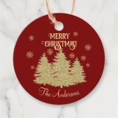 Gouden Pijnbomen Gouden Sneeuwvlokken Bedankjes Labels (Voorkant)