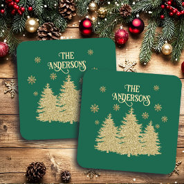 Gouden Pijnbomen Gouden Sneeuwvlokken Bier Onderzetter