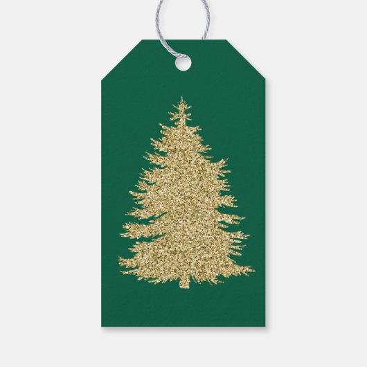 Gouden Pijnbomen Gouden Sneeuwvlokken Cadeaulabel (Achterkant)