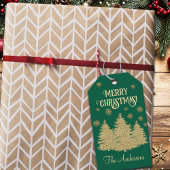 Gouden Pijnbomen Gouden Sneeuwvlokken Cadeaulabel