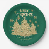 Gouden Pijnbomen Gouden Sneeuwvlokken Papieren Bordje (Voorkant)