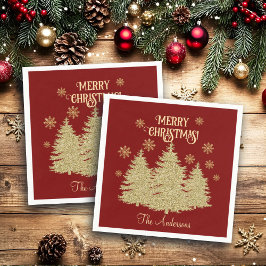 Gouden Pijnbomen Gouden Sneeuwvlokken Servet