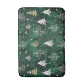 Gouden Pijnbomen Zilveren Sneeuwvlokken Hunter Gro Badmat (Voorkant Verticaal)
