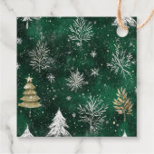 Gouden Pijnbomen Zilveren Sneeuwvlokken Hunter Gro Bedankjes Labels (Achterkant)