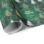 Gouden Pijnbomen Zilveren Sneeuwvlokken Hunter Gro Cadeaupapier (Rol Hoek)