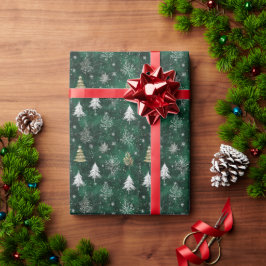Gouden Pijnbomen Zilveren Sneeuwvlokken Hunter Gro Cadeaupapier