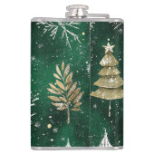 Gouden Pijnbomen Zilveren Sneeuwvlokken Hunter Gro Heupfles (Achterkant)