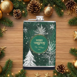 Gouden Pijnbomen Zilveren Sneeuwvlokken Hunter Gro Heupfles