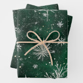 Gouden Pijnbomen Zilveren Sneeuwvlokken Hunter Gro Inpakpapier Vel (In situ)