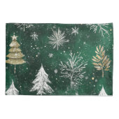 Gouden Pijnbomen Zilveren Sneeuwvlokken Hunter Gro Kussensloop (Achterkant)