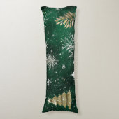 Gouden Pijnbomen Zilveren Sneeuwvlokken Hunter Gro Lichaamskussen (Voorkant Verticaal)