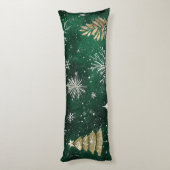 Gouden Pijnbomen Zilveren Sneeuwvlokken Hunter Gro Lichaamskussen (Achterkant (Verticaal))