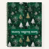 Gouden Pijnbomen Zilveren Sneeuwvlokken Hunter Gro Notitieboek (Voorkant)