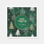 Gouden Pijnbomen Zilveren Sneeuwvlokken Hunter Gro Servet (Voorkant)