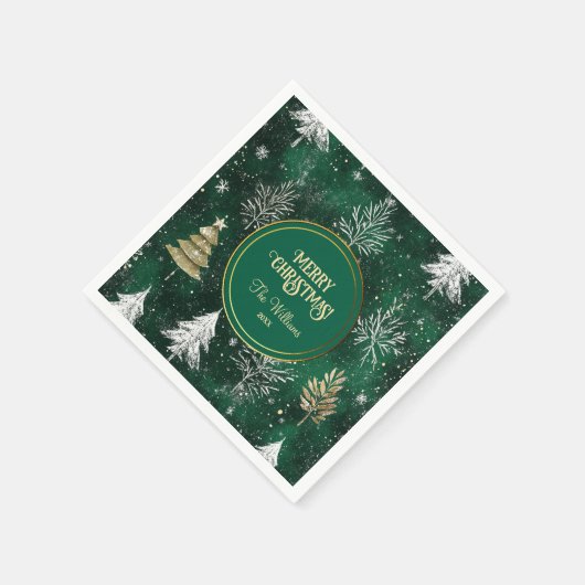 Gouden Pijnbomen Zilveren Sneeuwvlokken Hunter Gro Servet (Hoek)