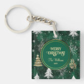 Gouden Pijnbomen Zilveren Sneeuwvlokken Hunter Gro Sleutelhanger (voorkant)